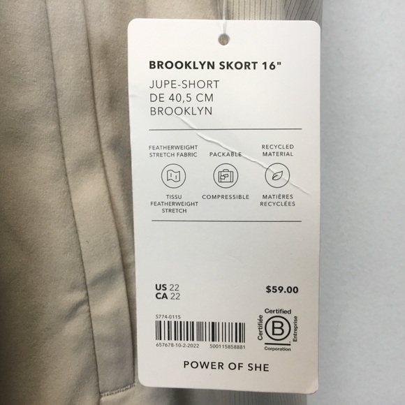 Athleta Brooklyn 16" Mid Rise Skort Athletic Golf Tennis Hiking Plus Size 22 - Picture 6 of 10